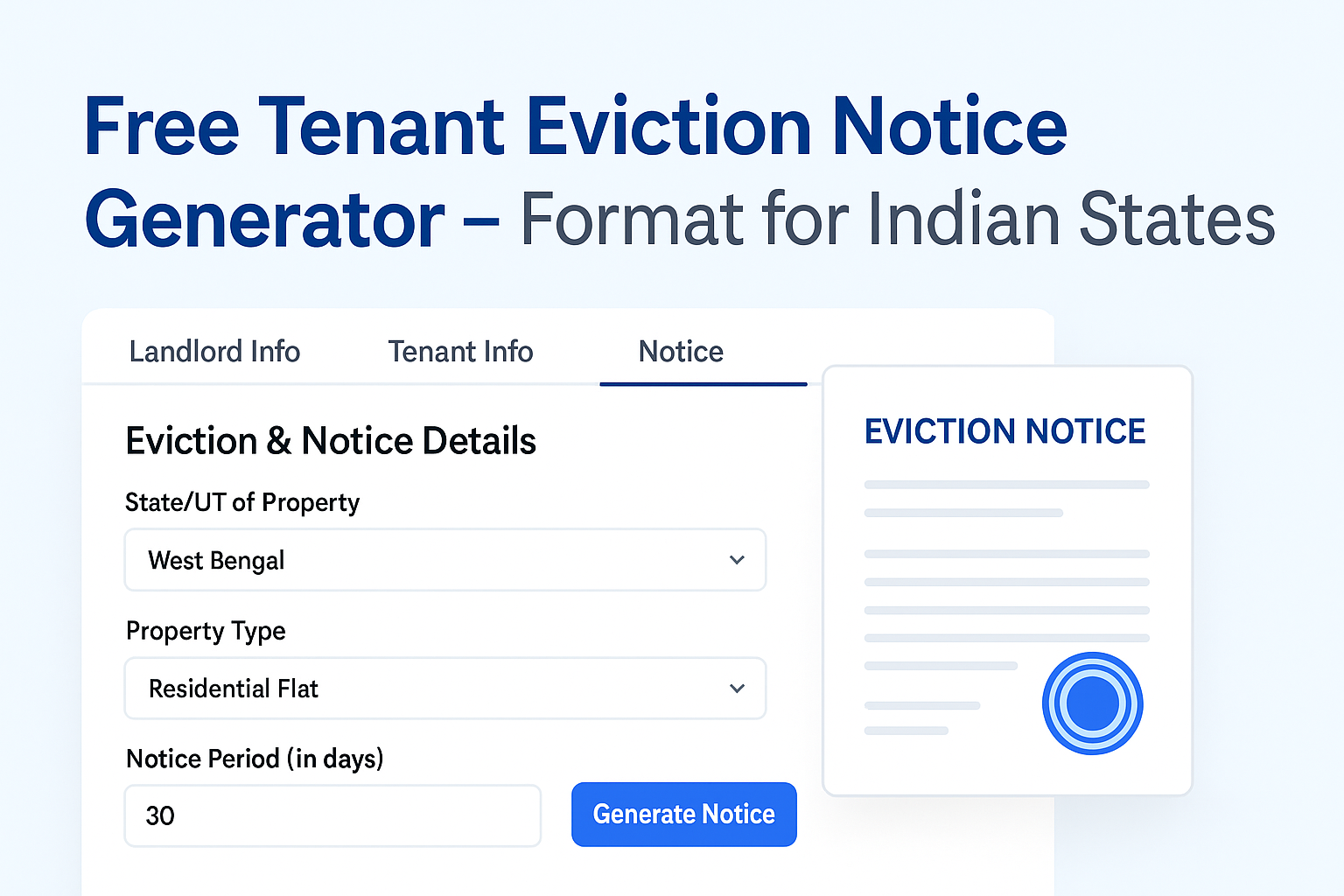 Free Tenant Eviction Notice Generator – Format for Indian States