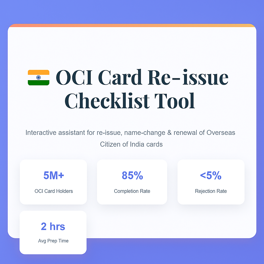 OCI Card Re-issue Checklist Tool