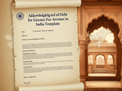 Acknowledgment of Debt for Licence Fee Arrears in India Template
