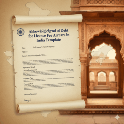 Acknowledgment of Debt for Licence Fee Arrears in India Template