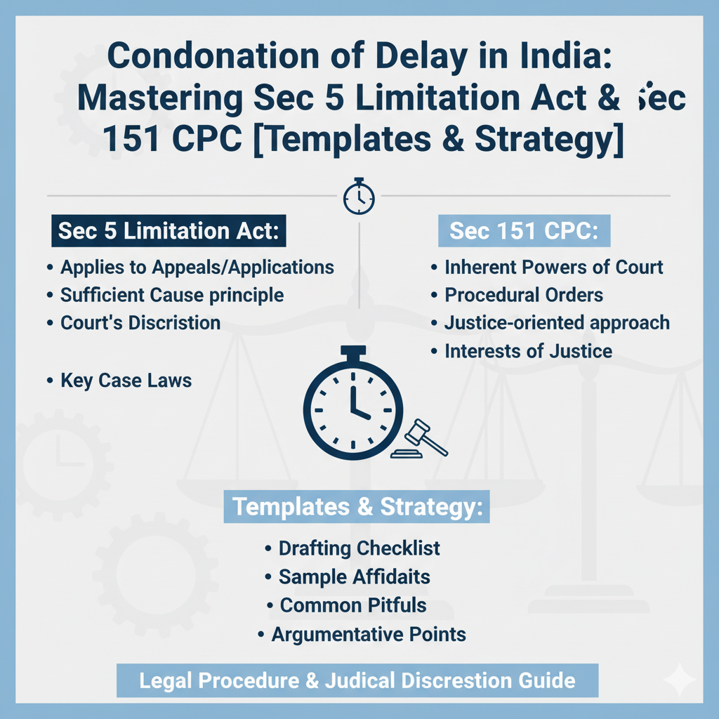 Condonation of Delay in India Mastering Sec 5 Limitation Act & Sec 151 CPC [Templates & Strategy]