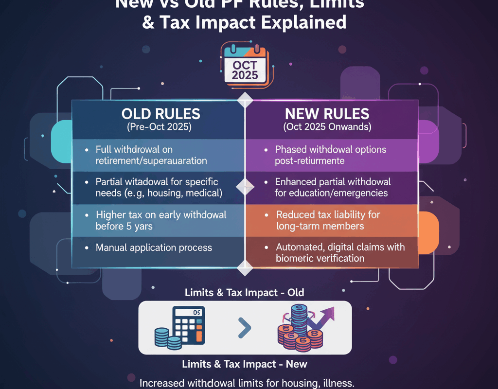 EPFO Withdrawal Rules Oct 2025 New vs Old PF Rules, Limits & Tax Impact Explained