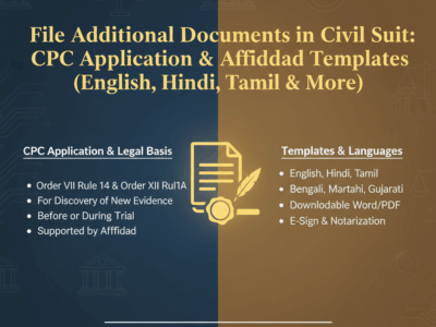 File Additional Documents in Civil Suit CPC Application & Affidavit Templates (English, Hindi, Tamil & More)