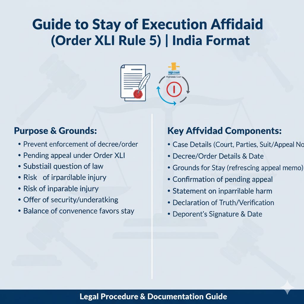 Guide to Stay of Execution Affidavit (Order XLI Rule 5) India Format
