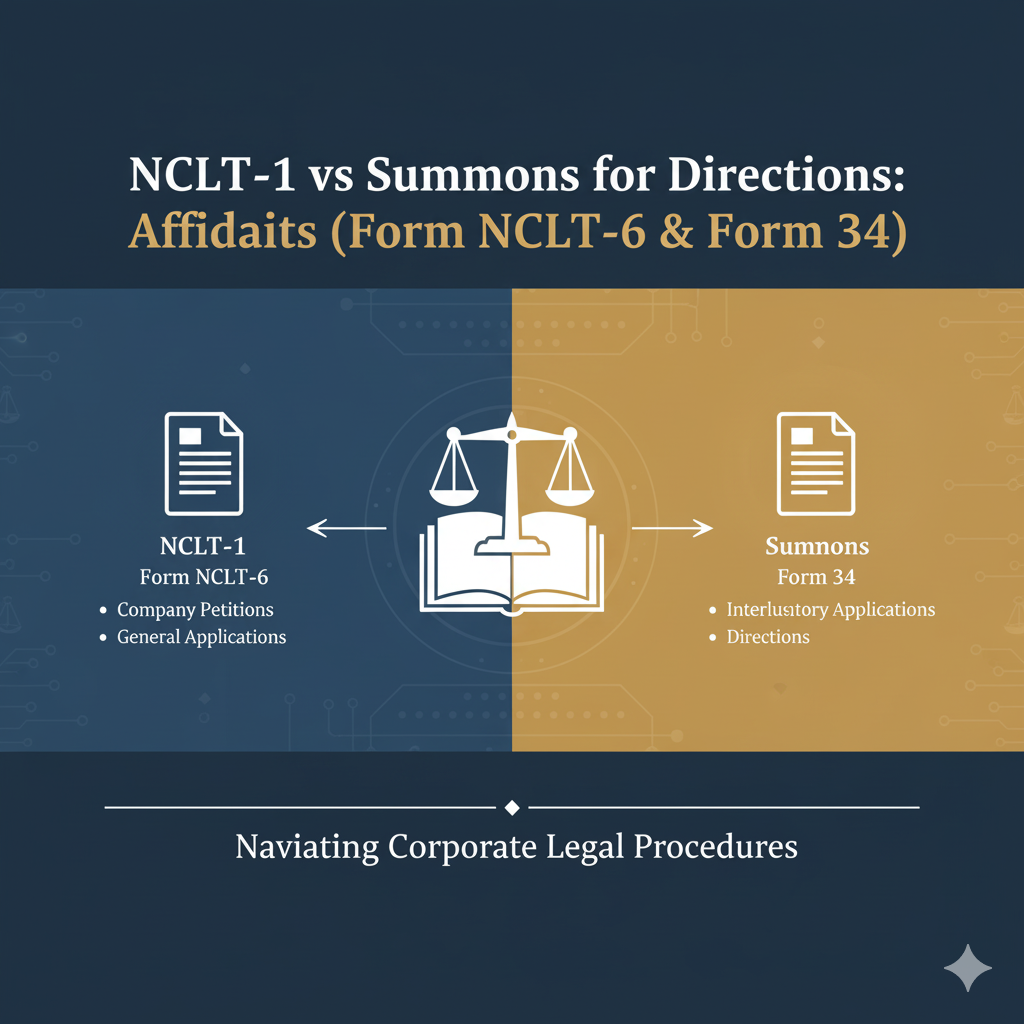 NCLT-1 vs Summons for Directions Affidavits (Form NCLT-6 & Form 34)