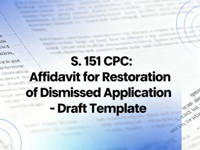 S. 151 CPC Affidavit for Restoration of Dismissed Application - Draft Template