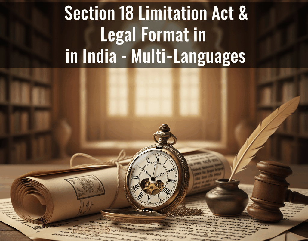 Section 18 Limitation Act & Legal Format in India - Multi-Languages