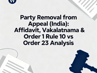 Party Removal from Appeal (India) Affidavit, Vakalatnama & Order 1 Rule 10 vs Order 23 Analysis