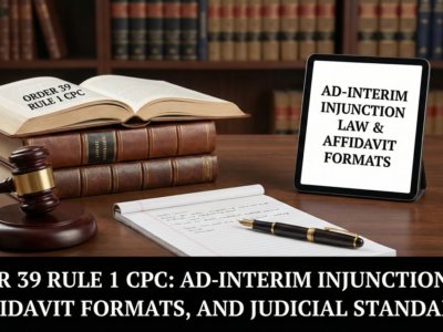 Order 39 Rule 1 CPC Ad-Interim Injunction Law, Affidavit Formats, and Judicial Standards