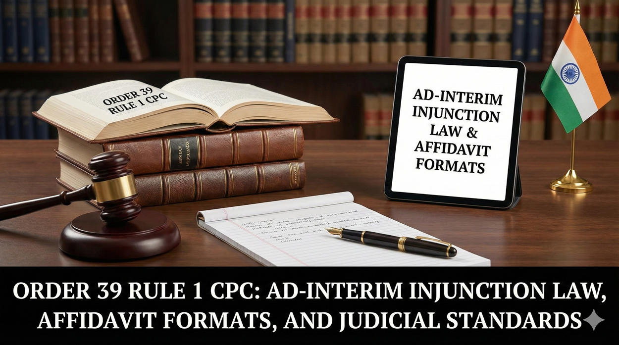 Order 39 Rule 1 CPC Ad-Interim Injunction Law, Affidavit Formats, and Judicial Standards
