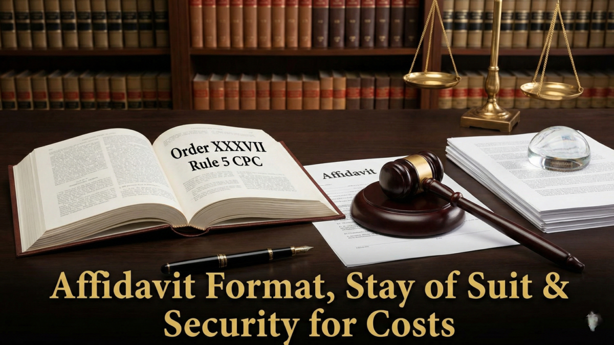 Order XXXVII Rule 5 CPC Affidavit Format, Stay of Suit & Security for Costs
