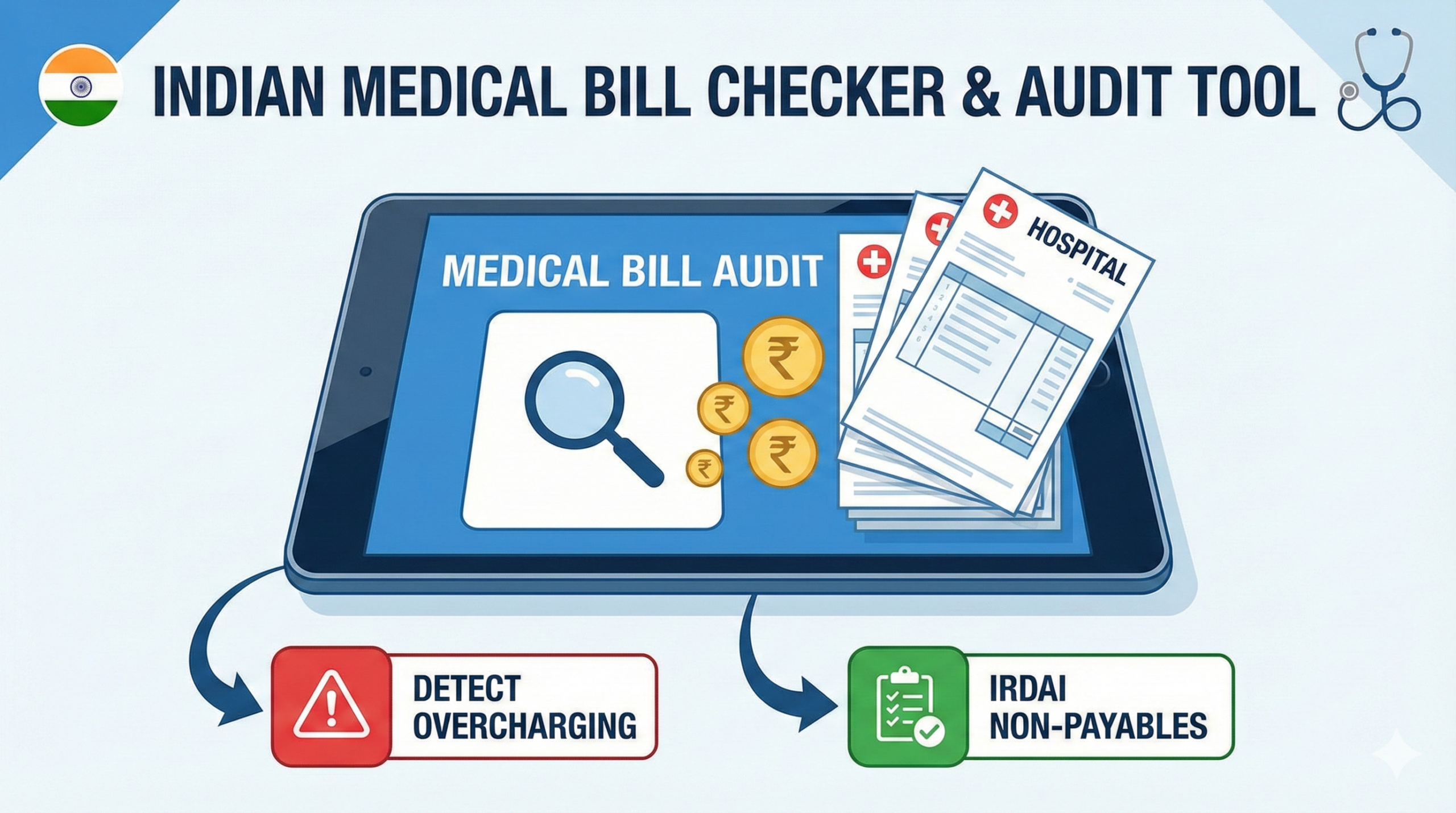 Indian Medical Bill Checker & Audit Tool Detect Overcharging & IRDAI Non-Payables