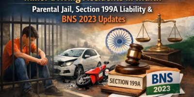 create a generic 169 aspect ratio image for Minor Driving Accidents in India Parental Jail, Section 199A Liability & BNS 2023 Updates