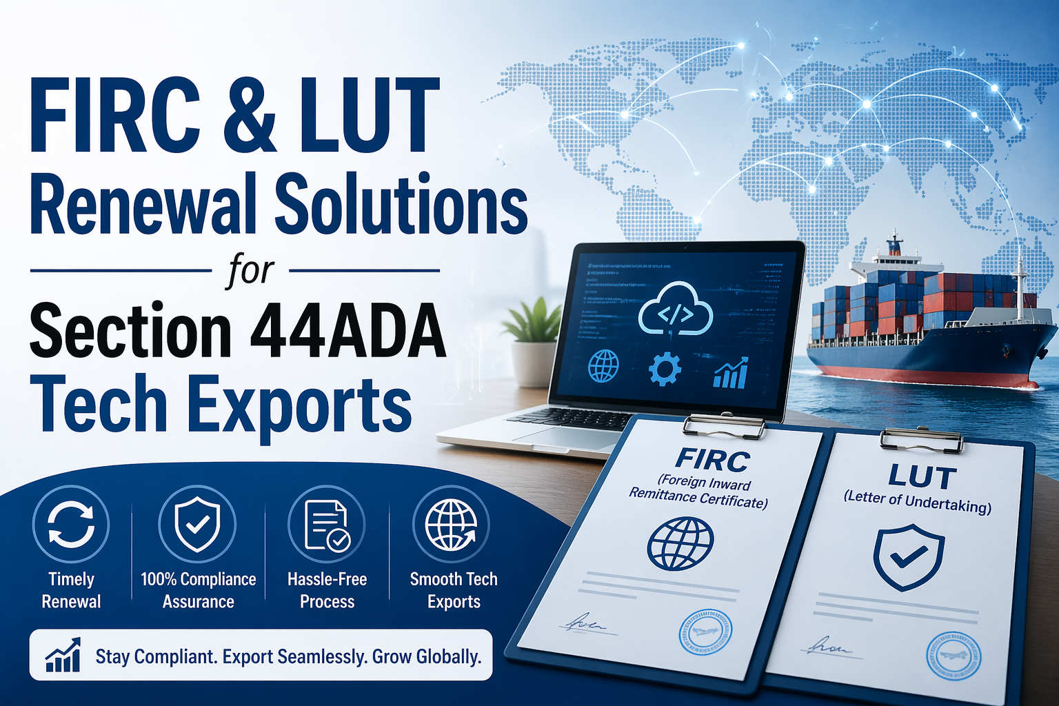 FIRC & LUT Renewal Solutions for Section 44ADA Tech Exports