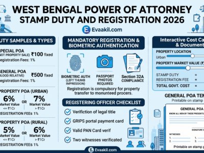 Find the 2026 stamp duty rates, registration rules, and biometric mandates for executing a Power of Attorney in West Bengal. Includes legal templates and calculators.