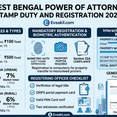 Find the 2026 stamp duty rates, registration rules, and biometric mandates for executing a Power of Attorney in West Bengal. Includes legal templates and calculators.